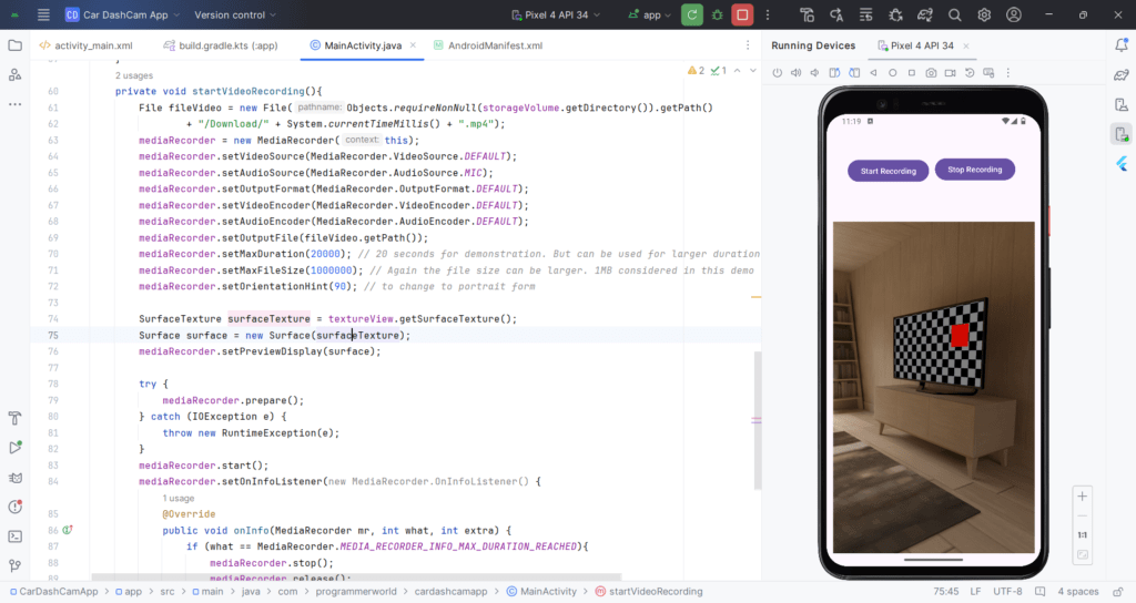 Video Recording in Android App in progress